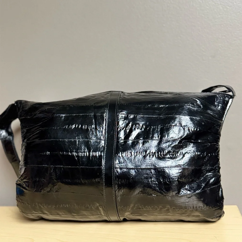 Vintage Genuine Eel Skin Puffer Shoulder Bag Clutch - Picture 4 of 16